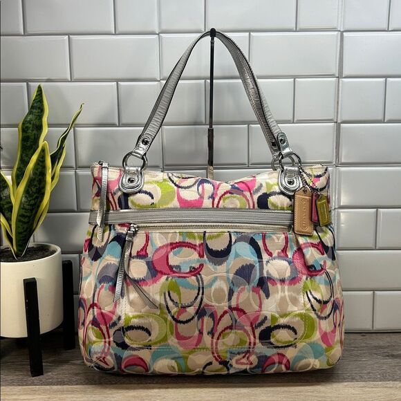7640 Coach large poppy tote bag - Picture 1 of 12